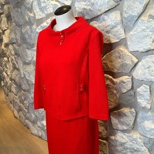 St John knit suit cherry red